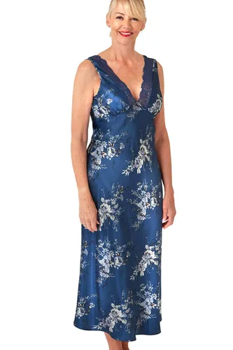 Marlon Womens Cleo Printed Satin & Floral Lace Long