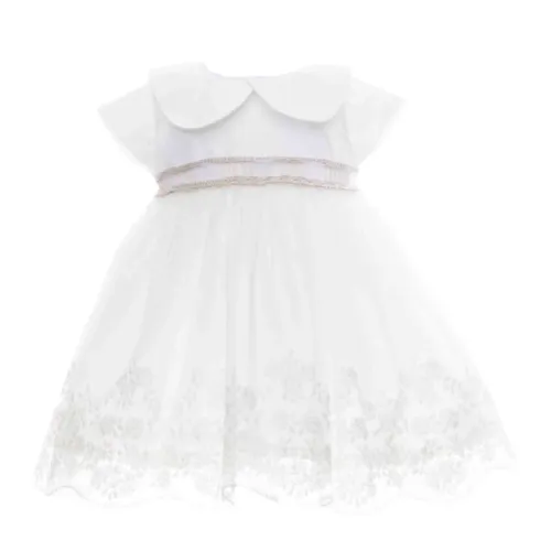 Marlu , White Tulle Dress with Embroidered Macramé ,White female, Sizes: