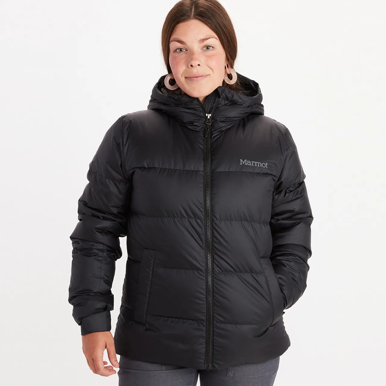 Marmot Womens Guides Down Hooded Insulated Jacket (Black)