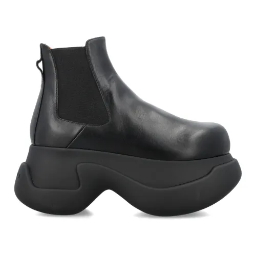 Marni , Black Leather Chelsea Boots with Bold Sole ,Black female, Sizes: