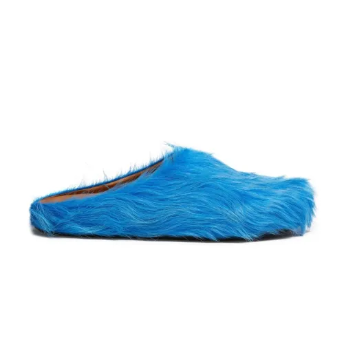 Marni , Blue Leather Slip-On Sandals ,Blue male, Sizes:
