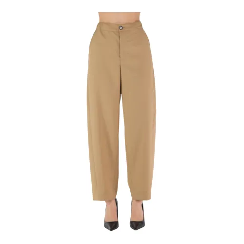 Marni , Crop Wool Pants with Drawstring ,Beige female, Sizes: