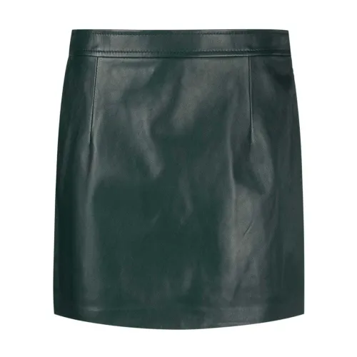 Marni , Dark Green High-Waist Mini Leather Skirt ,Green female, Sizes: