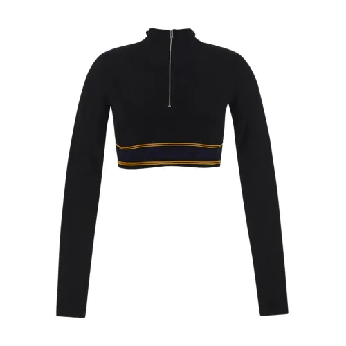 Marni , Elegant Logo Hem Turtleneck Knit Sweater ,Black female, Sizes: