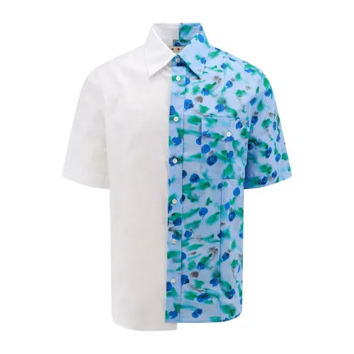 Marni , Floral Print Cotton Shirt ,Blue male, Sizes: