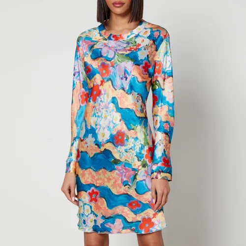 Marni Floral-Print Rayon-Satin Mini Dress - IT 36/