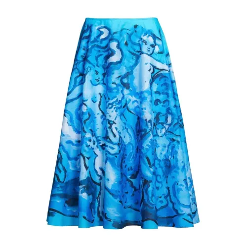 Marni , Painterly Print A-Line Skirt ,Blue female, Sizes: