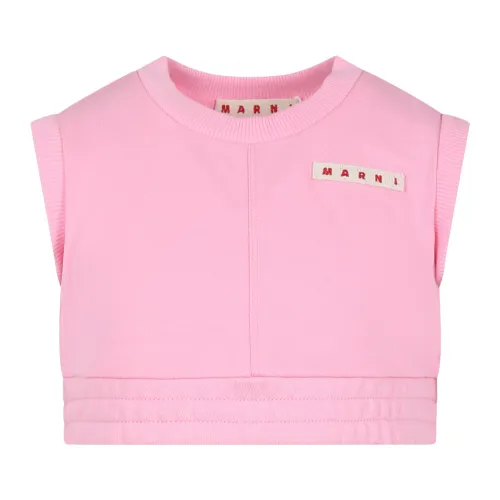 Marni , Pink Brushed Cotton Sleeveless Top ,Pink female, Sizes: