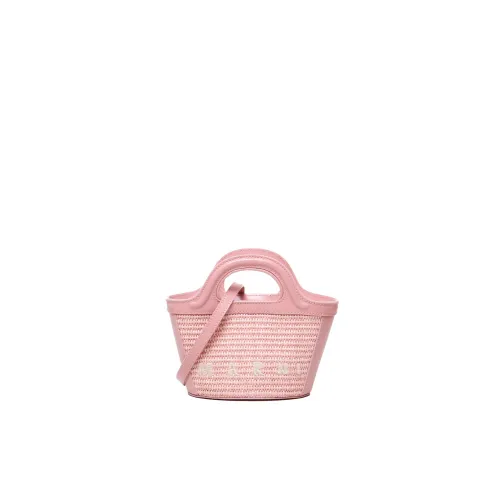 Marni , Pink Calfskin Raffia Bag ,Pink female, Sizes: ONE SIZE