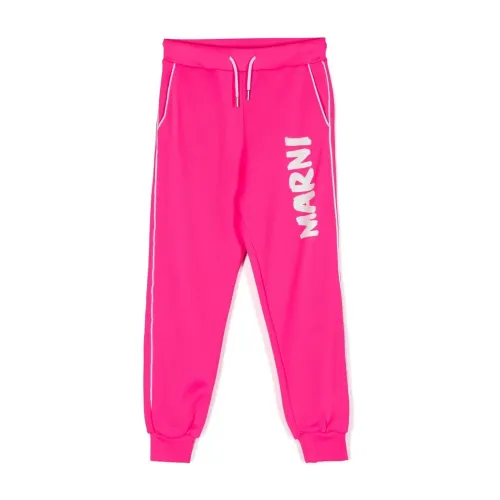 Marni , Pink Logo Track Pants for Girls ,Pink female, Sizes: