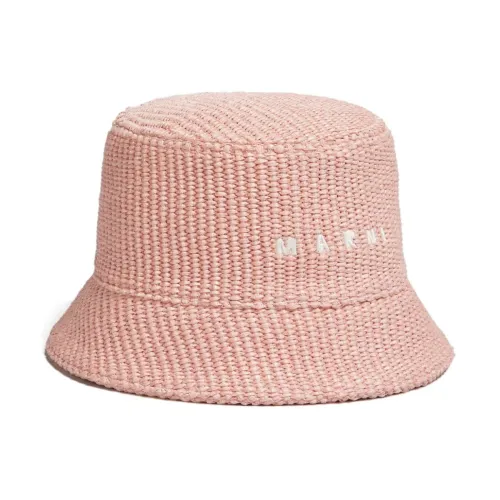 Marni , Pink Ribbed Logo Hat ,Pink female, Sizes: