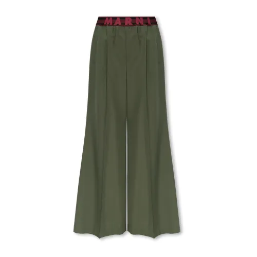 Marni , Pleat-front trousers ,Green female, Sizes: