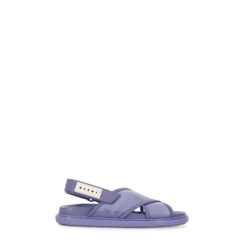 Marni , Purple Leather and Tech Fabric Sandals ,Purple female, Sizes: