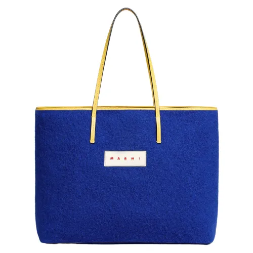 Marni , Reversible Wool Felt Shopping Bag ,Blue male, Sizes: ONE SIZE