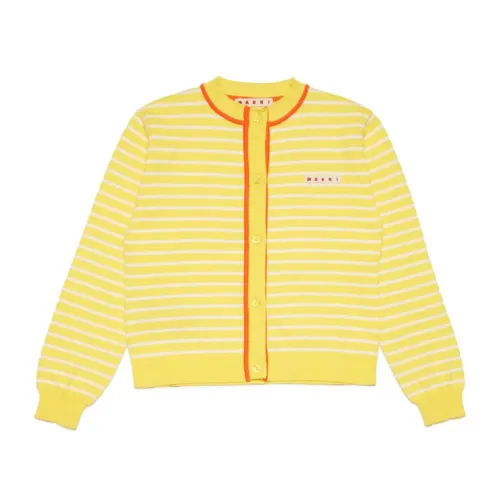 Marni , Striped Yellow Cardigan ,Yellow female, Sizes: