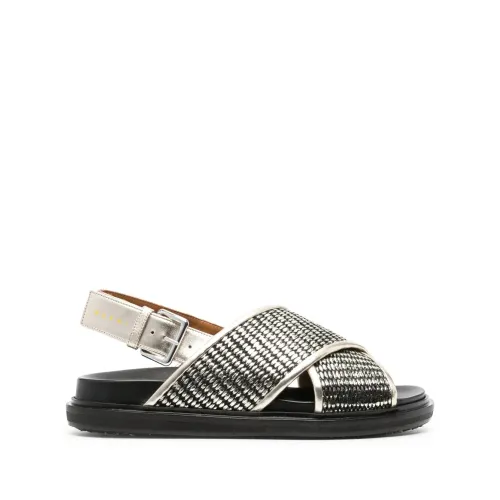 Marni , Stylish Flat Sandals ,Gray female, Sizes: