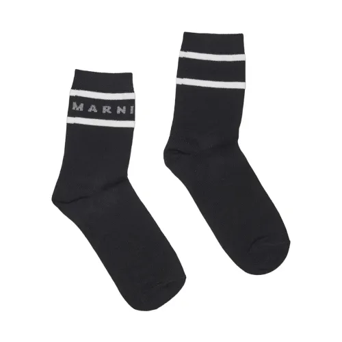 Marni , Trendy Logo Socks ,Black female, Sizes: