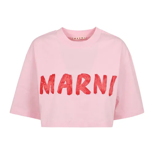 Marni , Women's Clothing T-Shirts & Polos Pink & Purple Ss24 ,Pink female, Sizes: