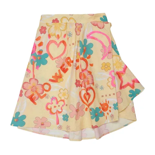 Marni , Yellow Floral Print Kids Skirt ,Yellow female, Sizes: