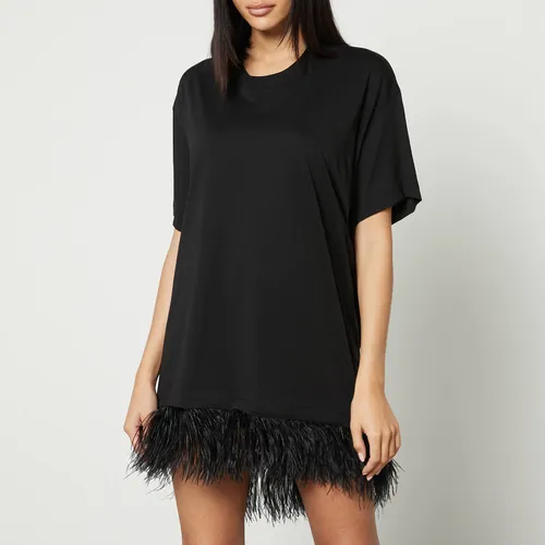 Marques Almeida Feather-Trimmed Cotton-Jersey T-Shirt Dress