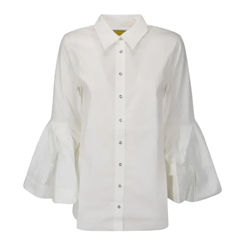 Marques' Almeida , Pleated Puff Sleeve Shirt ,White female, Sizes: