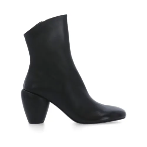 Marsell , Black Leather Ankle Boots with Circular Heel ,Black female, Sizes: