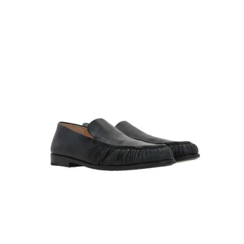 Marsell , Black Leather Round Toe Moccasin Shoes ,Black female, Sizes: