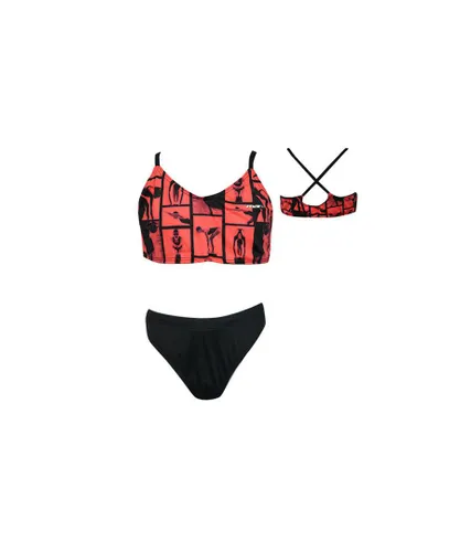 Maru Black Fluro Peach Womens Bikini Set Textile