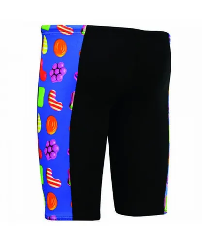 Maru Childrens Unisex Candy Pacer Panel Jammer Kids Black Swimming Shorts - Multicolour