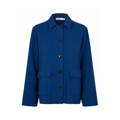 Masai , Elegant Navy Peony Cotton Jacket ,Blue female, Sizes: