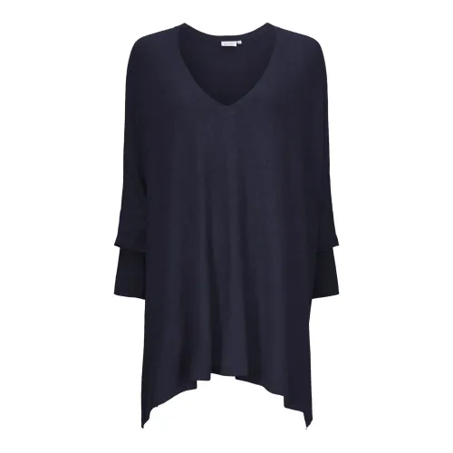 Masai , Flattering Loose-Fit Navy Top with Long Sleeves ,Blue female, Sizes: