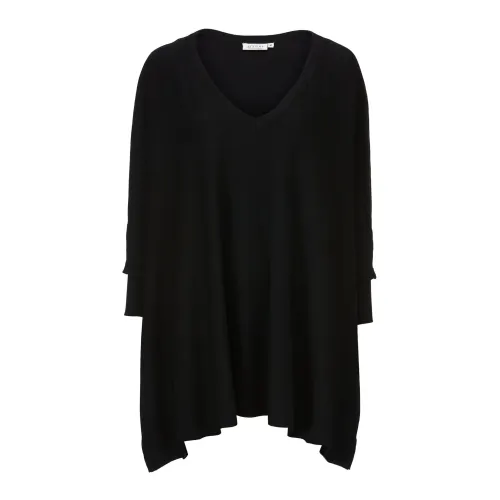 Masai , Flattering Loose-Fit Top with Long Sleeves ,Black female, Sizes: