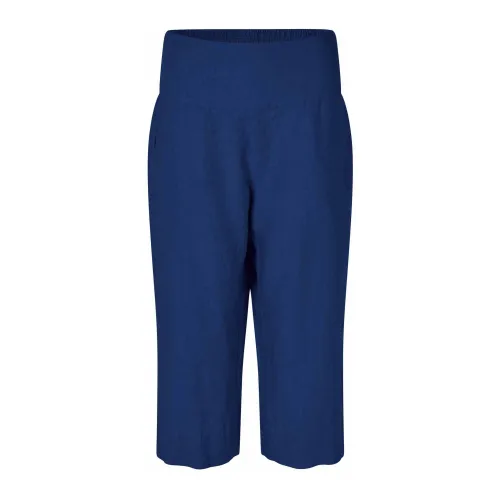 Masai , Relaxed Linen Trousers Navy Peony ,Blue female, Sizes: