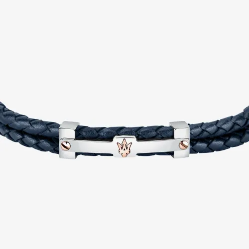 Maserati Stainless Steel and Blue Double Braided Rope Bracelet JM422AVE10