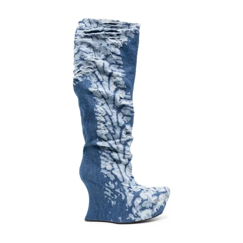 Masha Popova , Blue Distressed Denim Boots ,Blue female, Sizes: