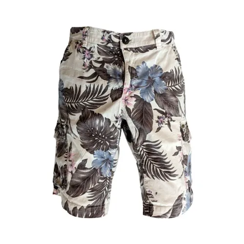 Mason's , Floral Bermuda Print Long Shorts ,Black male, Sizes: