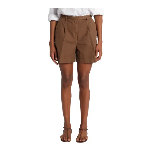 Massimo Alba , Leather Brown Sardina Shorts ,Brown female, Sizes: