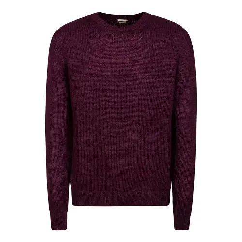 Massimo Alba , Mohair Wool Crew Neck Sweater ,Purple male, Sizes: