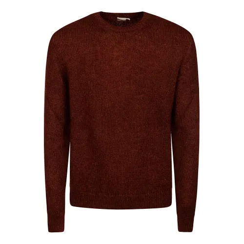Massimo Alba , Mohair Wool Sweater with Crew Neck ,Red male, Sizes: