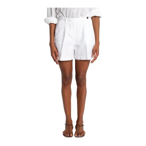 Massimo Alba , White Sardina Cotton Linen Shorts ,White female, Sizes:
