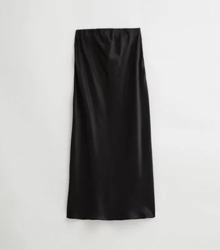 Maternity Black Satin Maxi Skirt New Look