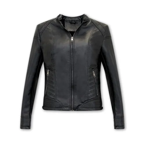 Matogla , Leather Jacket for Women - Ay109 ,Black female, Sizes: