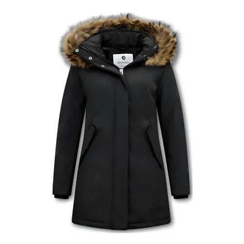 Matogla , Parka Women - Faux Fur Collar - Slim Fit ,Black female, Sizes: