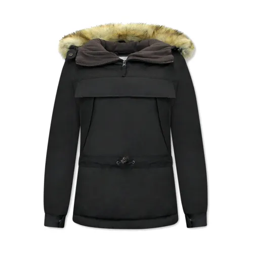 Matogla , Short Parka Jacket for Women - 8691 ,Black female, Sizes: