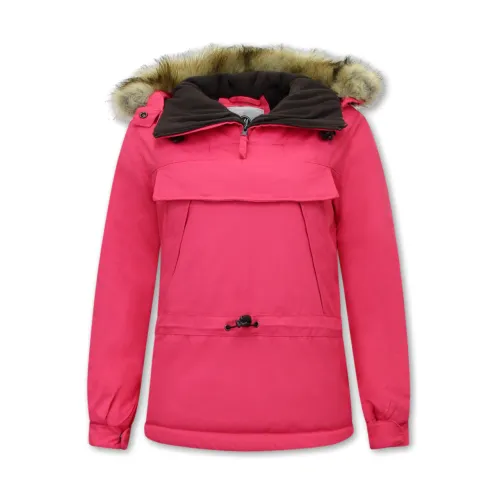 Matogla , Short Parka Jacket for Women - 8691 ,Pink female, Sizes:
