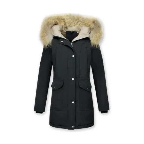 Matogla , Winter Coats Parka - Women Winter Coat Long - Fur Collar ,Black female, Sizes:
