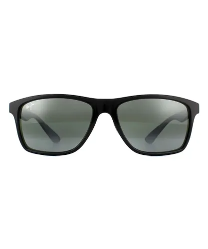 Maui Jim Rectangle Mens Gloss Black Neutral Grey Polarized Sunglasses - One