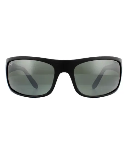 Maui Jim Rectangle Mens Matte Black Neutral Grey Polarized Sunglasses - One
