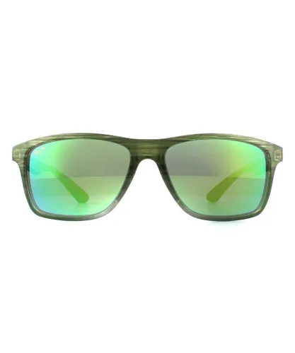Maui Jim Rectangle Mens Olive Stripe Fade Green Polarized Sunglasses - One