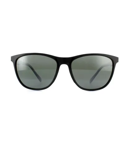 Maui Jim Round Mens Gloss Black Neutral Grey Polarized Sunglasses - One